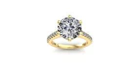 8mm (1.90ct)  ForeverOne Round Moissanite in 2.0mm Jennifer Diamond Band 14K Gold MOENG048