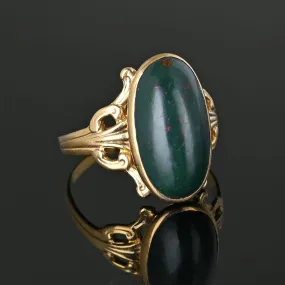 Antique Gold Oval Bloodstone Cabochon Ring