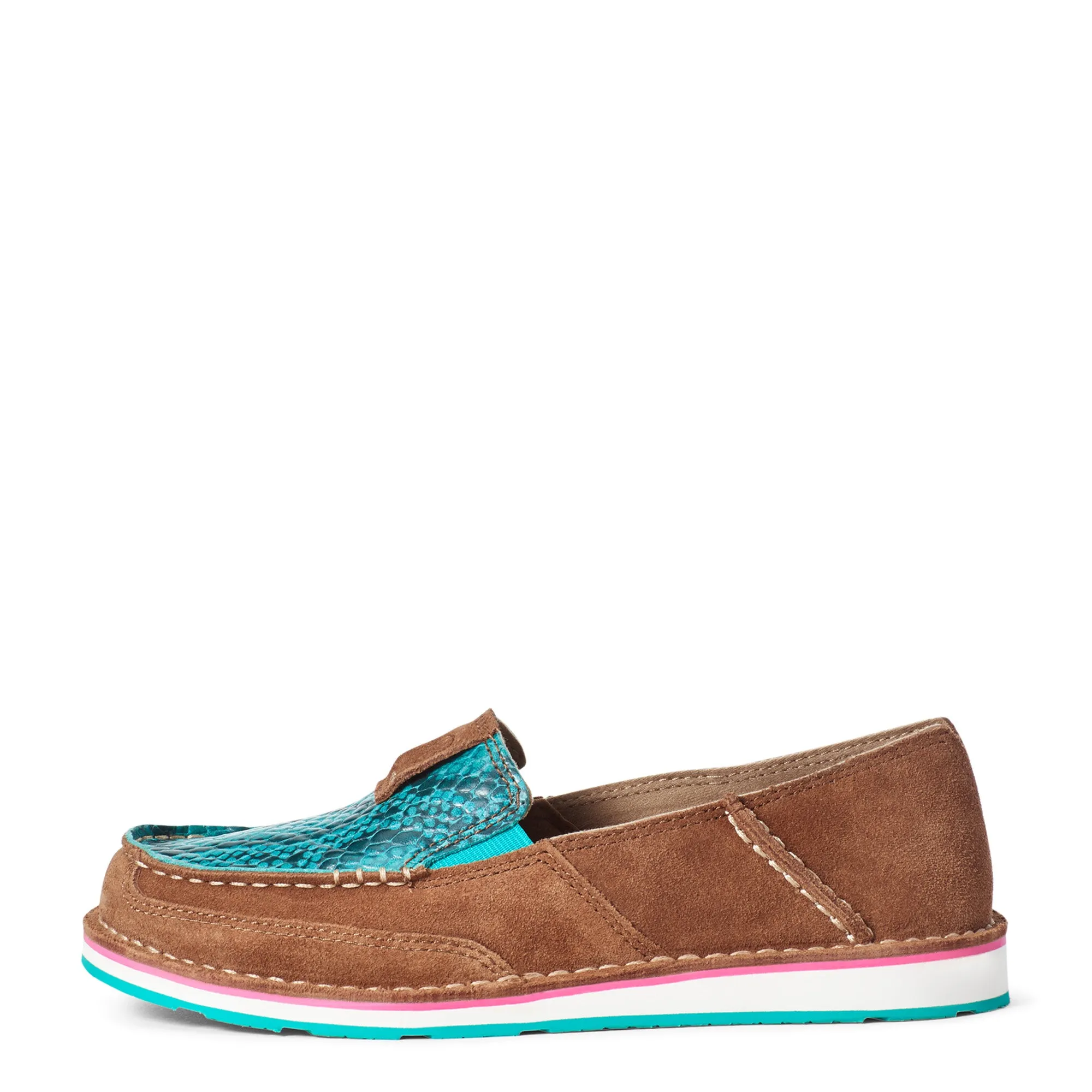 Ariat Suede Turquoise Snake Print Cruiser