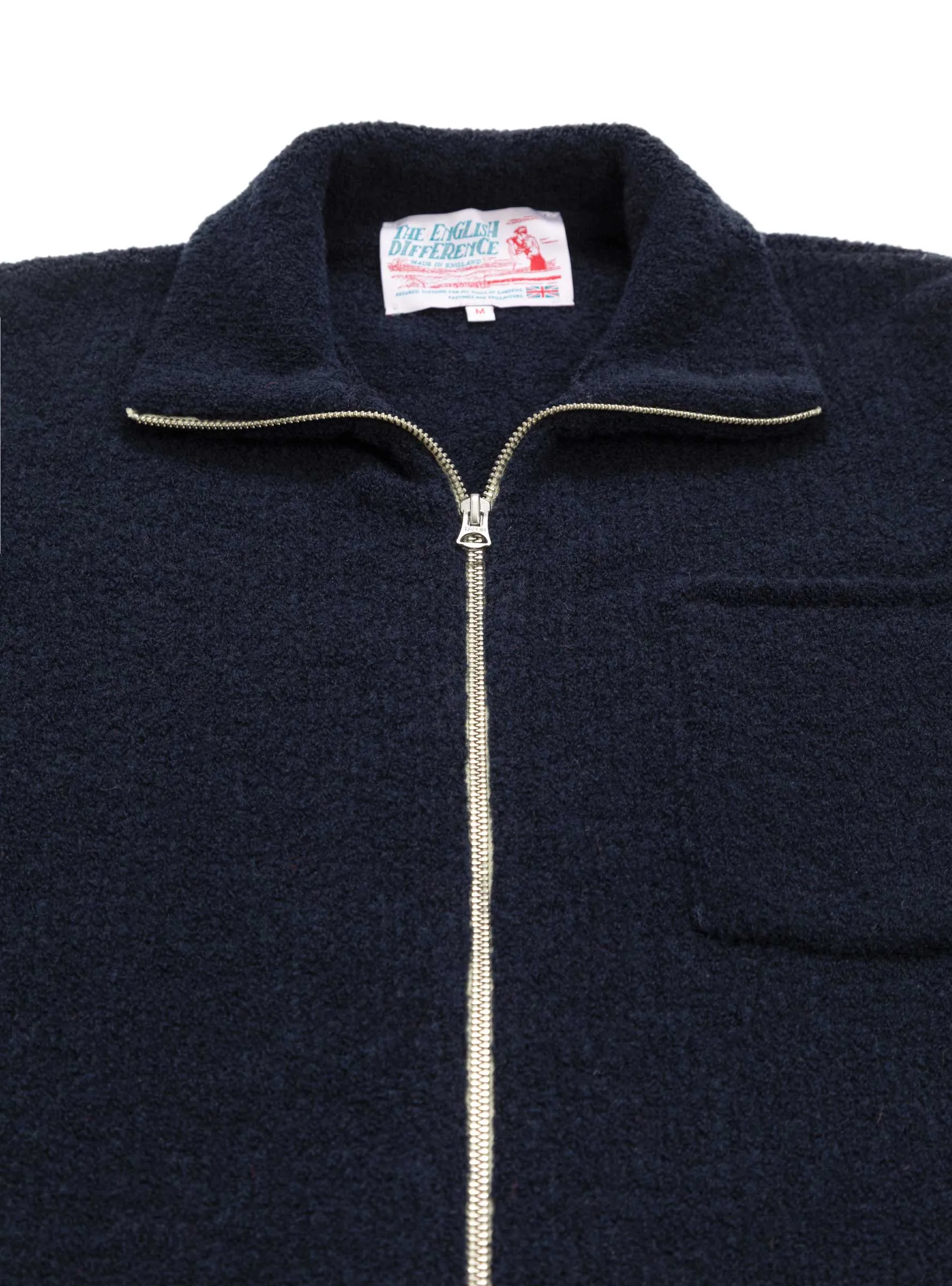 Boucle Zip Up Cardigan Navy