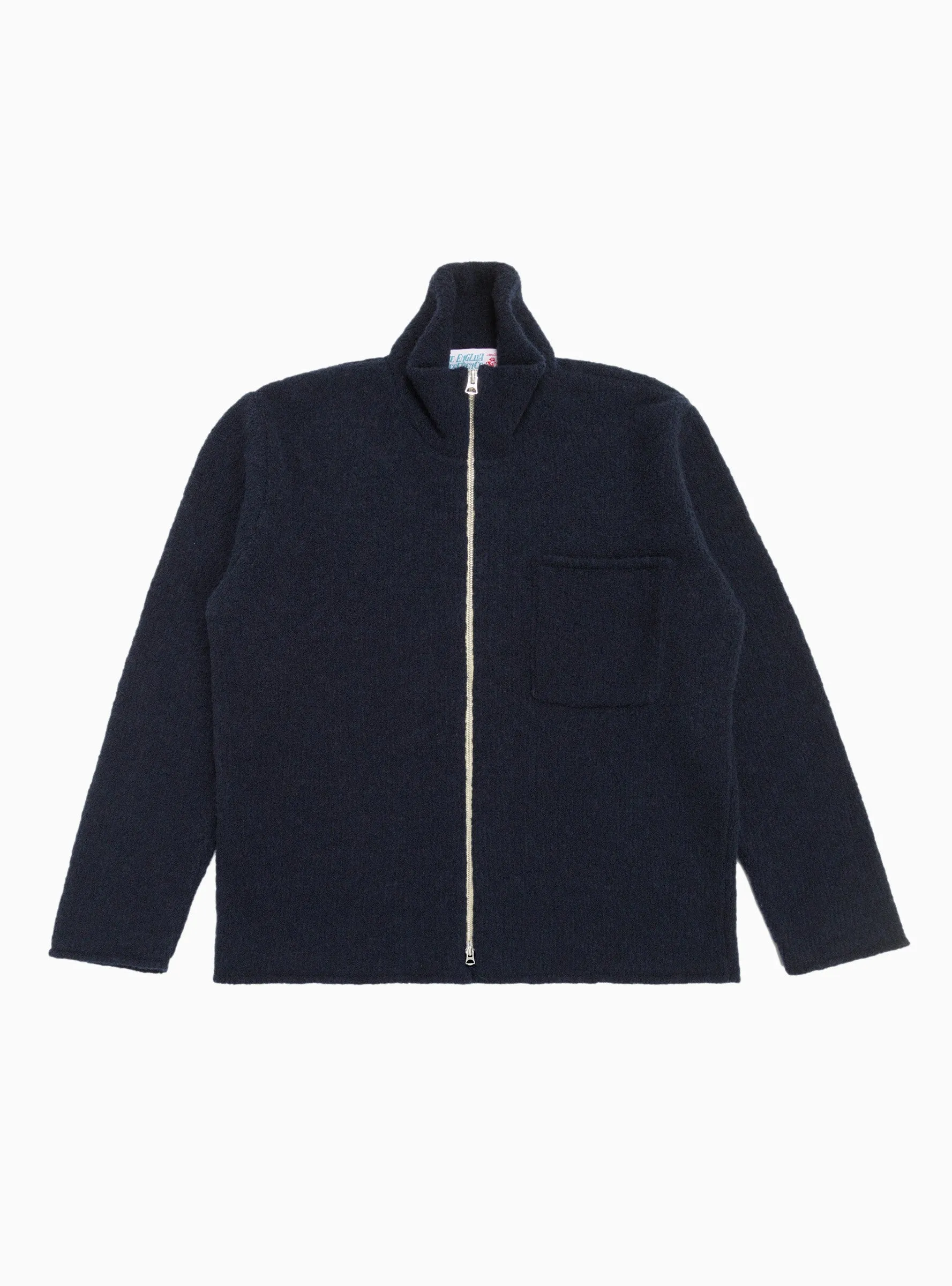 Boucle Zip Up Cardigan Navy