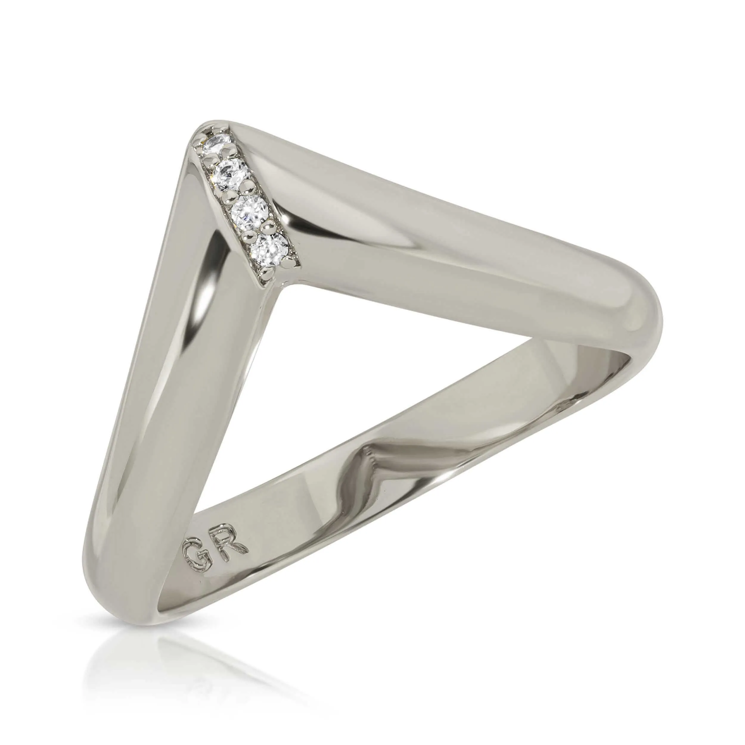 Chevron CZ Ring- Clear