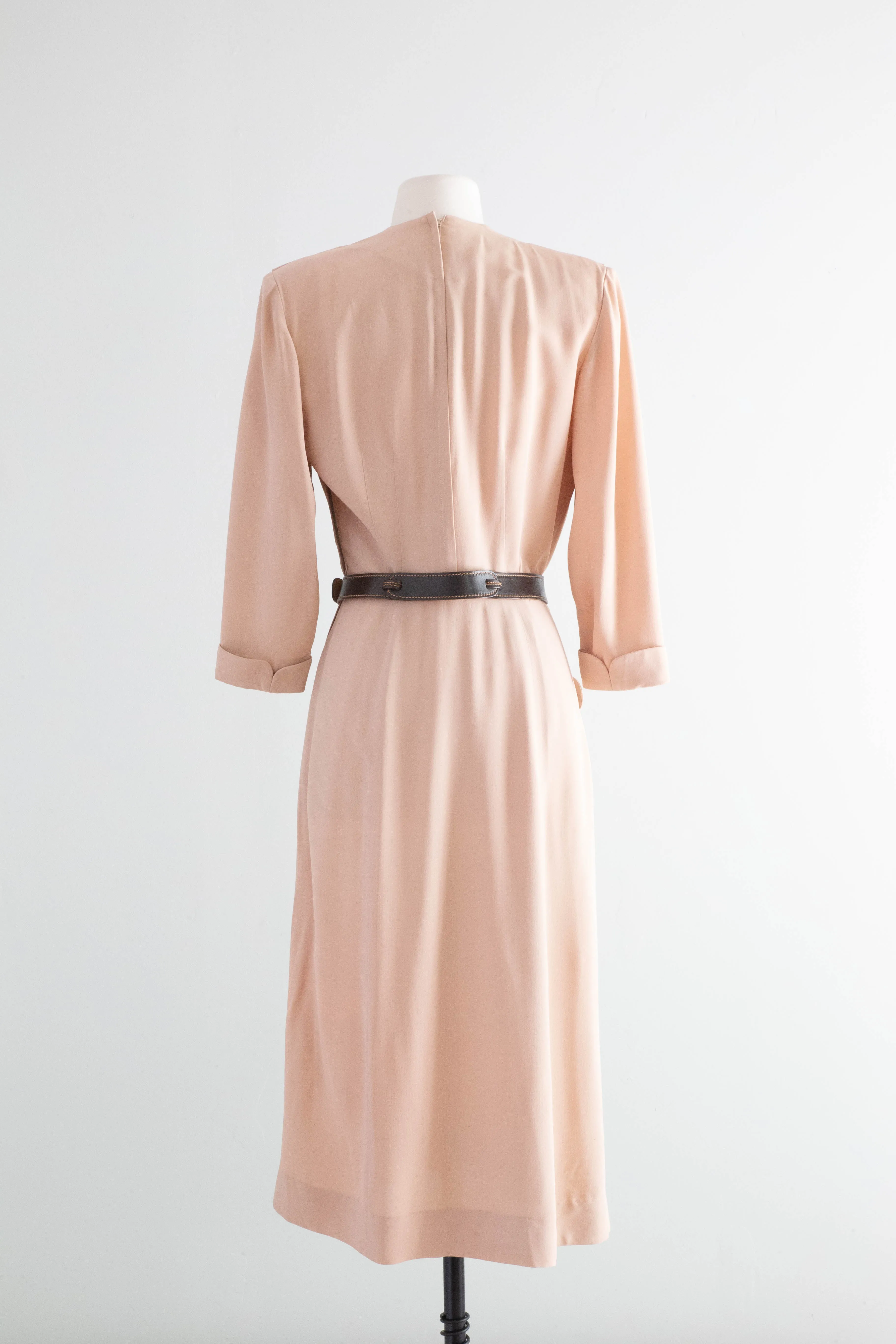 Classic 1940's Fall Day Dress In Sophisticated Sand / Medium