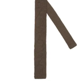 CRAVATTERIE NAZIONALI Brown Abstract Wool Knit Tie NEW