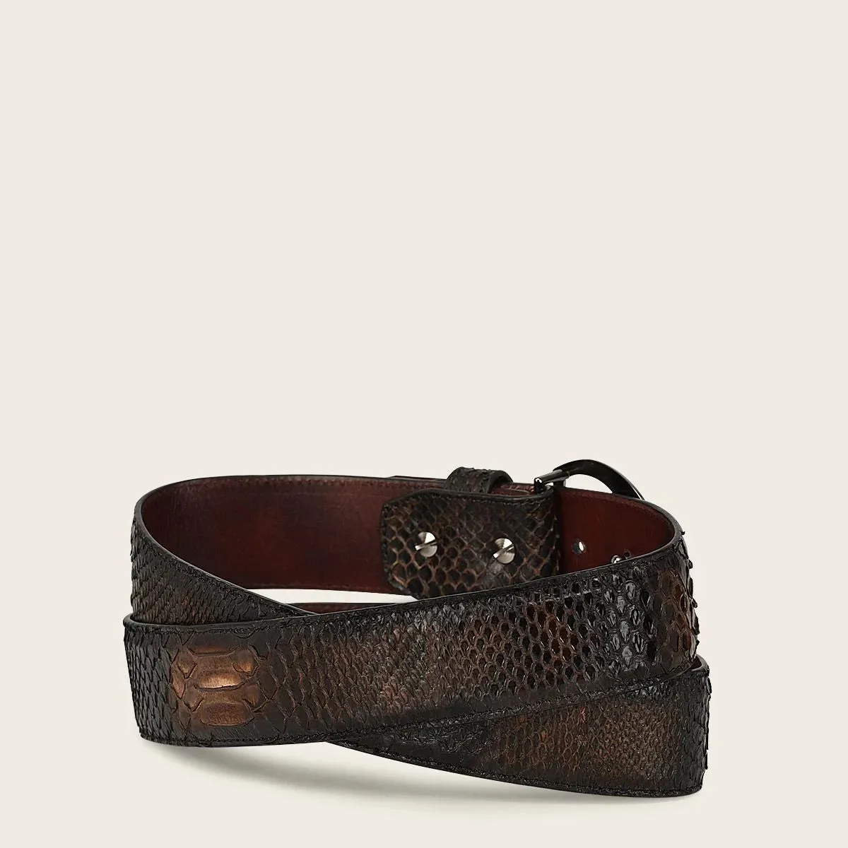 CS381PH - Cuadra brown casual fashion python skin belt for men