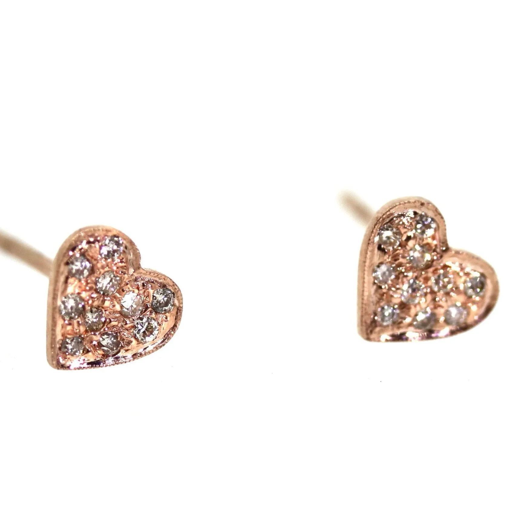 Diamond Heart Stud Earrings