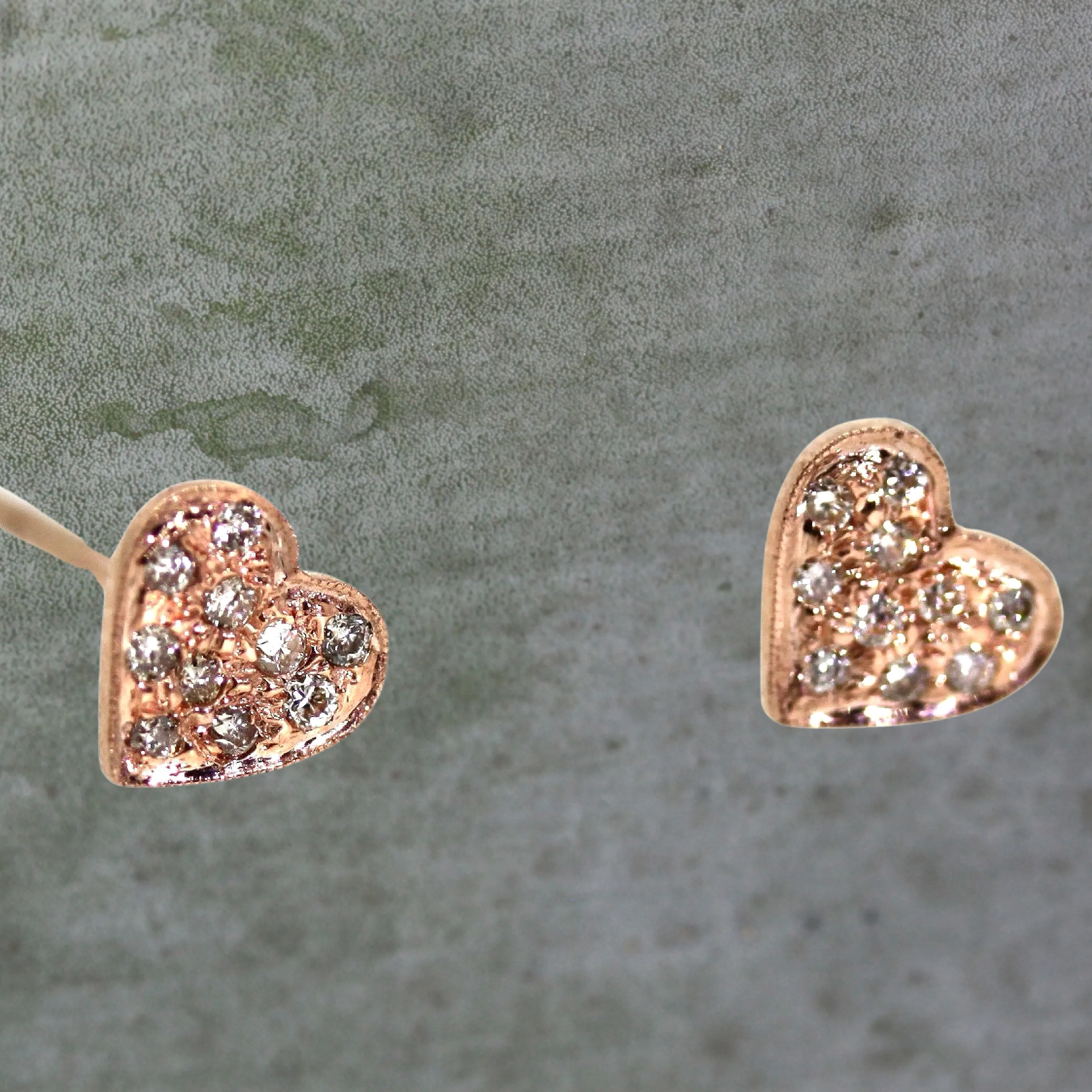 Diamond Heart Stud Earrings