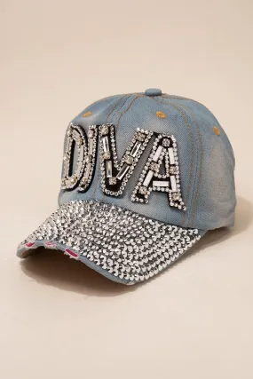 DIVA Denim Rhinestone Cap