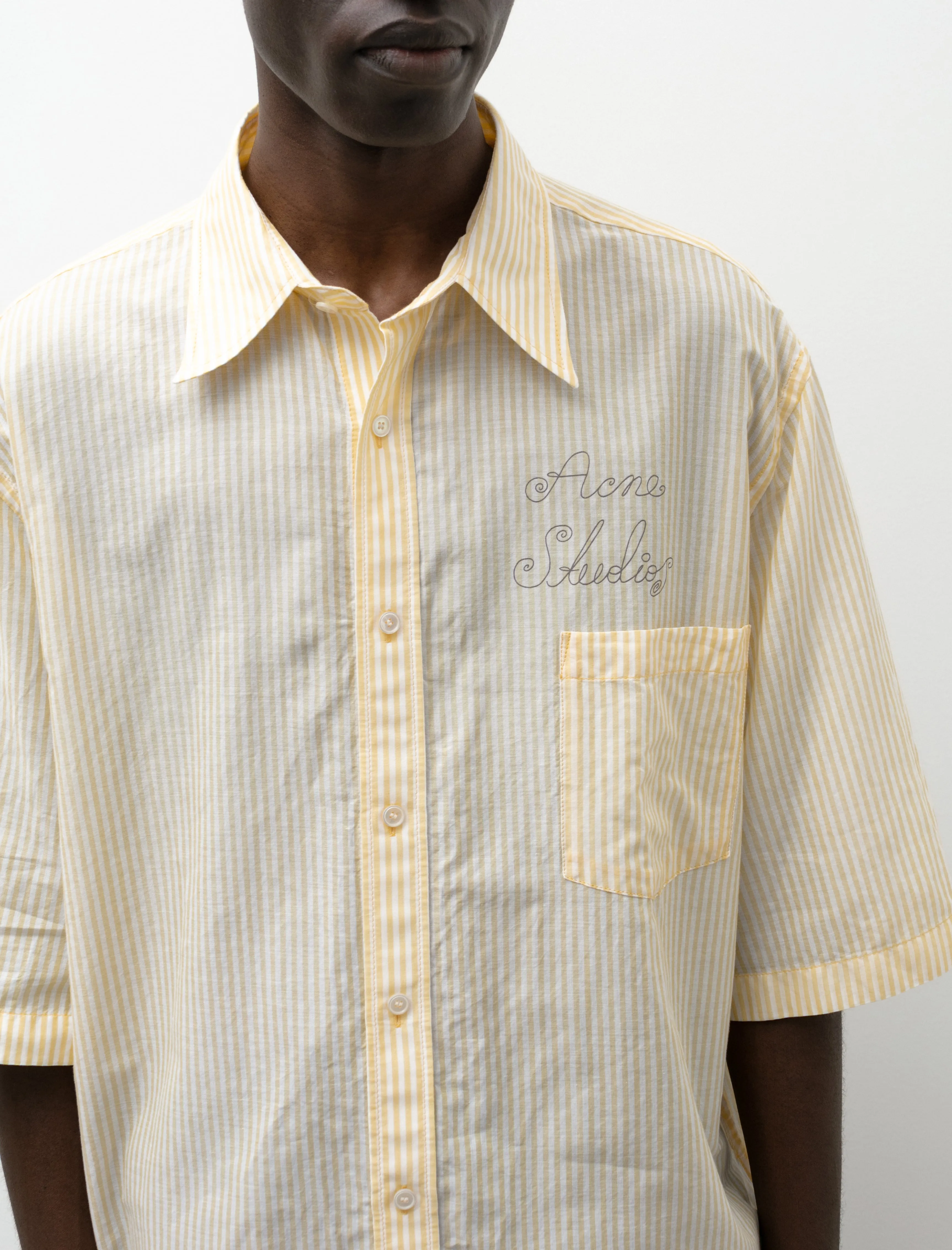 Embroidered Logo SS Shirt Yellow Stripe