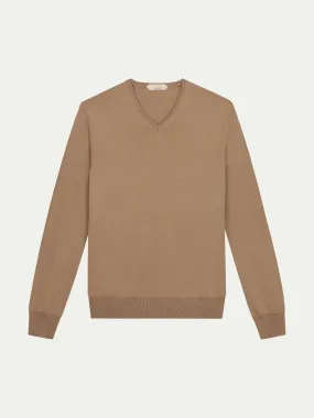 Extrafine Merino V-Neck Beige