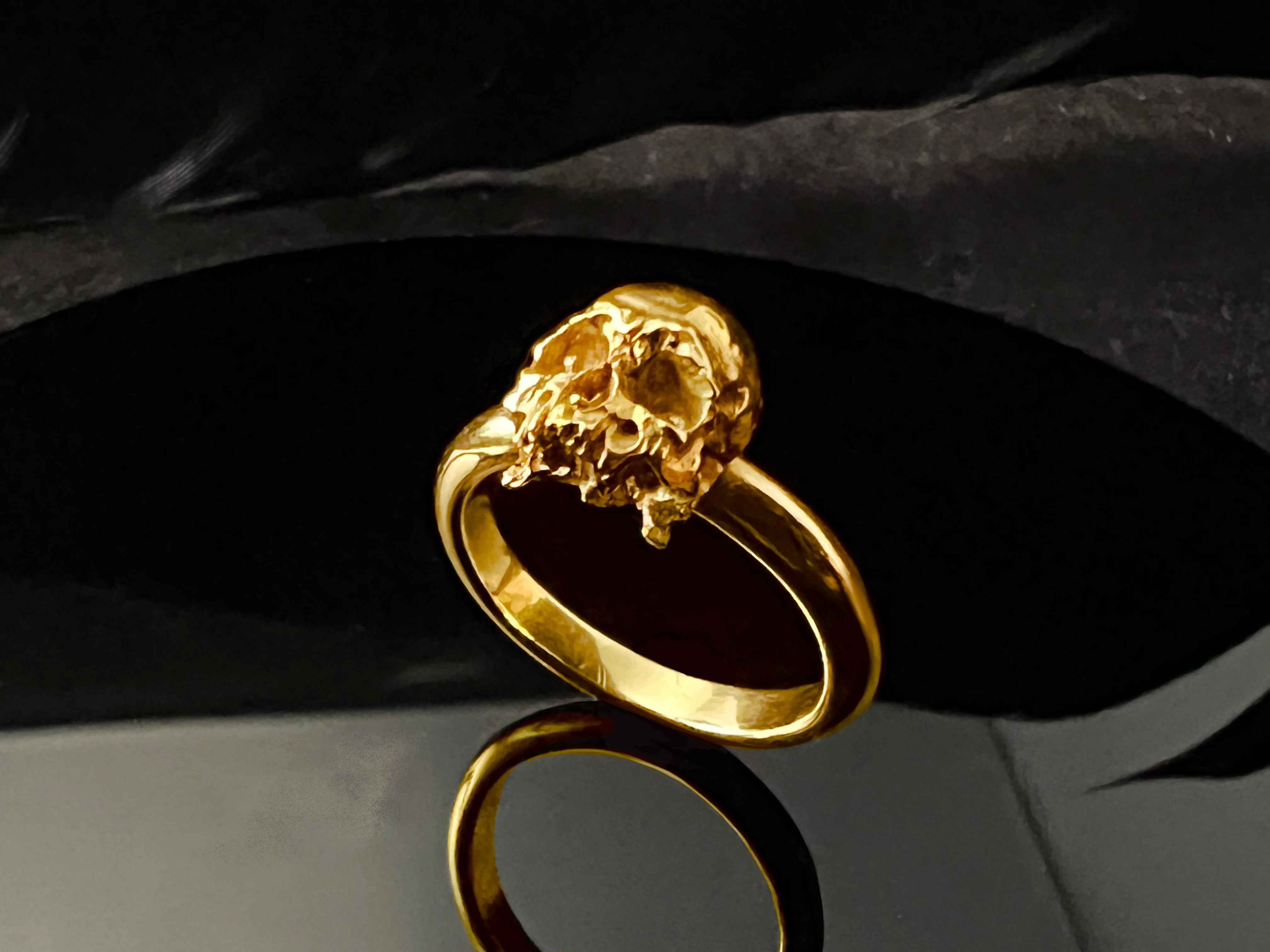 Gold Skull Band Ring