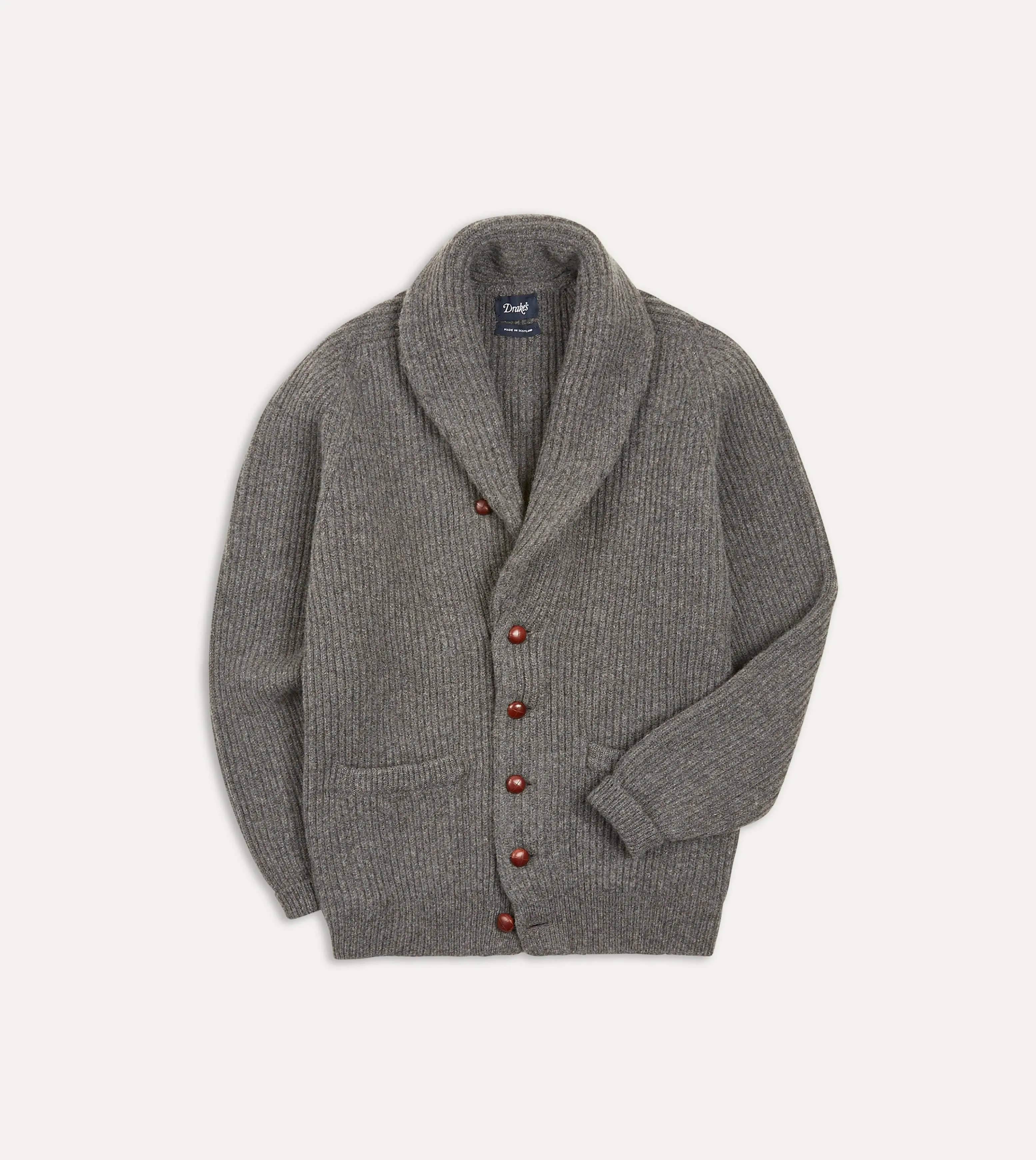 Grey Lambswool Shawl Collar Cardigan