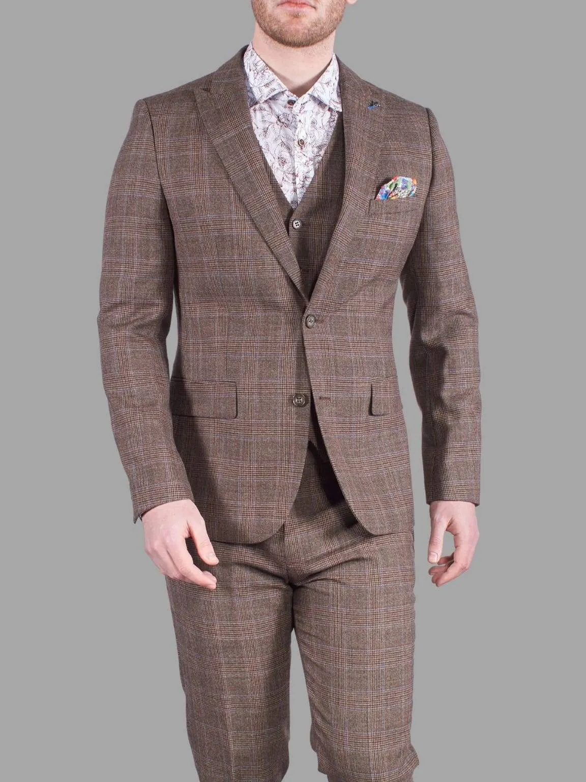 Harry Brown Tyler Brown Check 3 Piece Suit