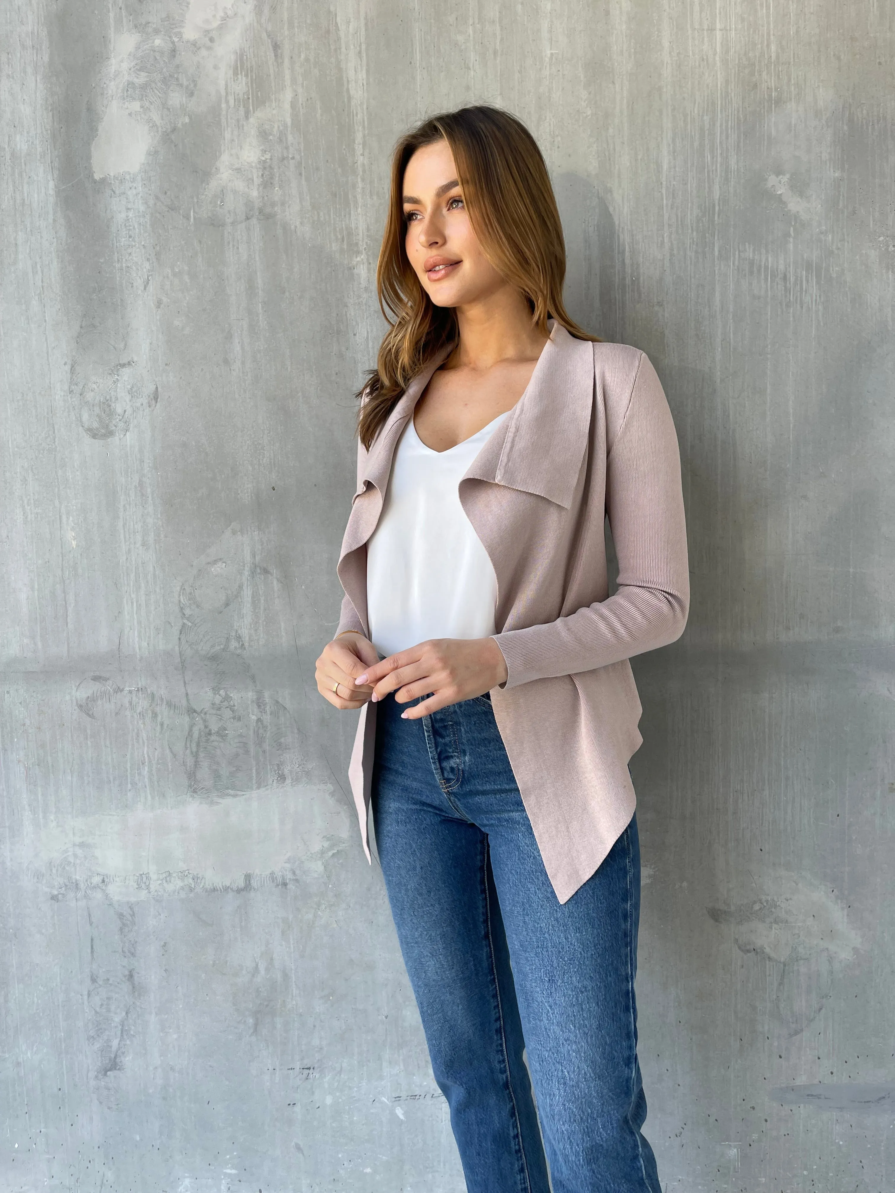 Heidi Blush Waterfall Short Cardigan