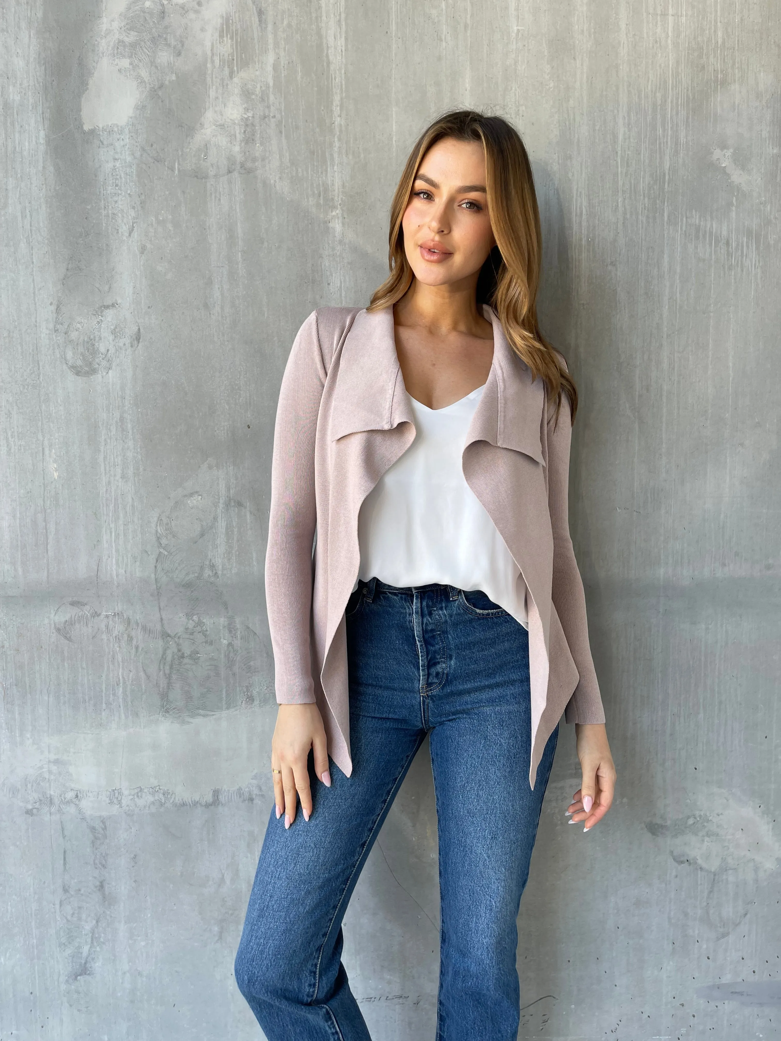 Heidi Blush Waterfall Short Cardigan