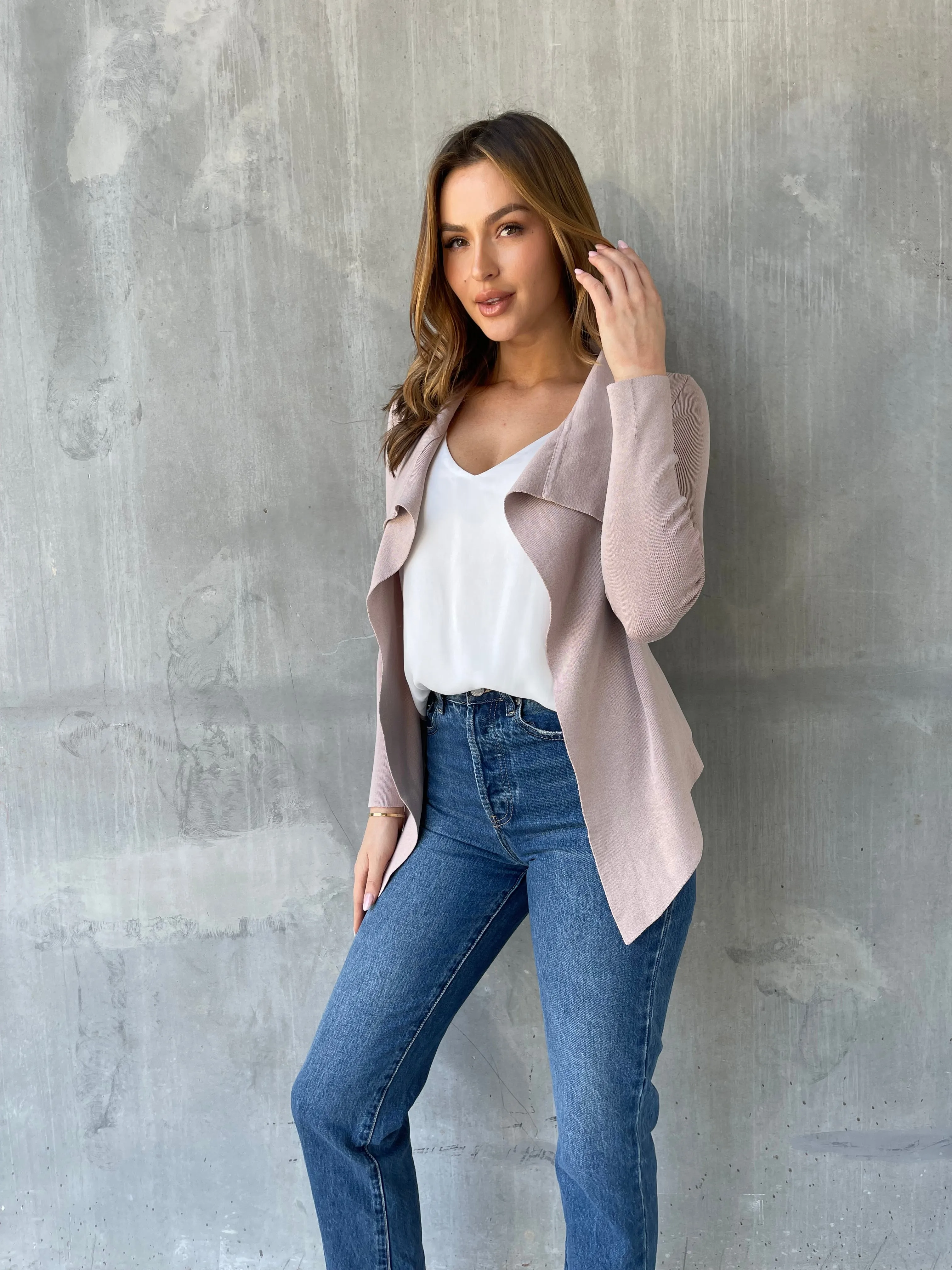 Heidi Blush Waterfall Short Cardigan