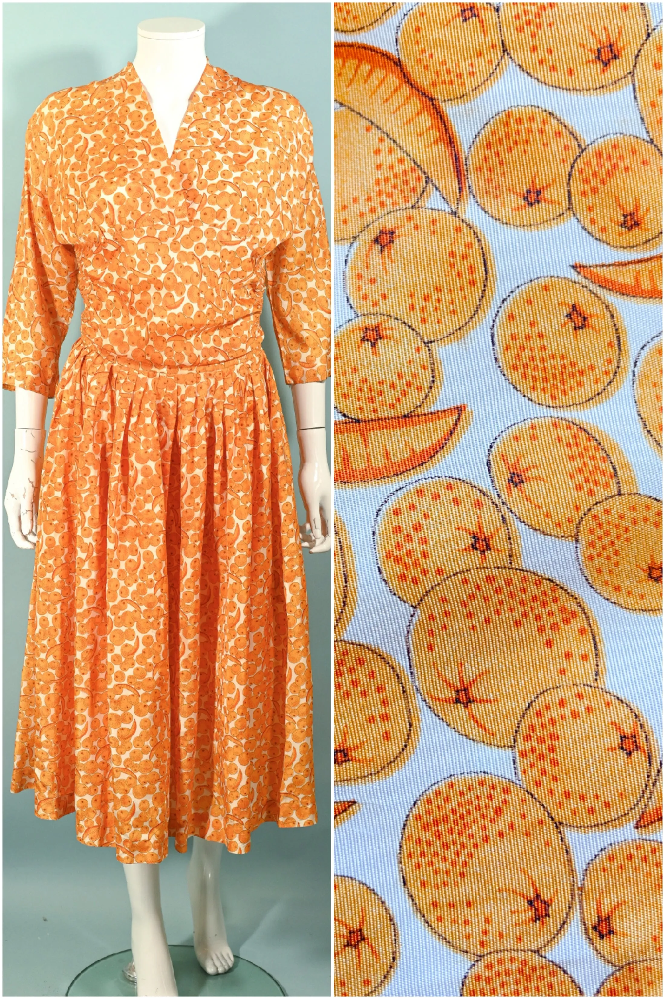 Jonathan Logan 50s Novelty Fruit Print Dress S