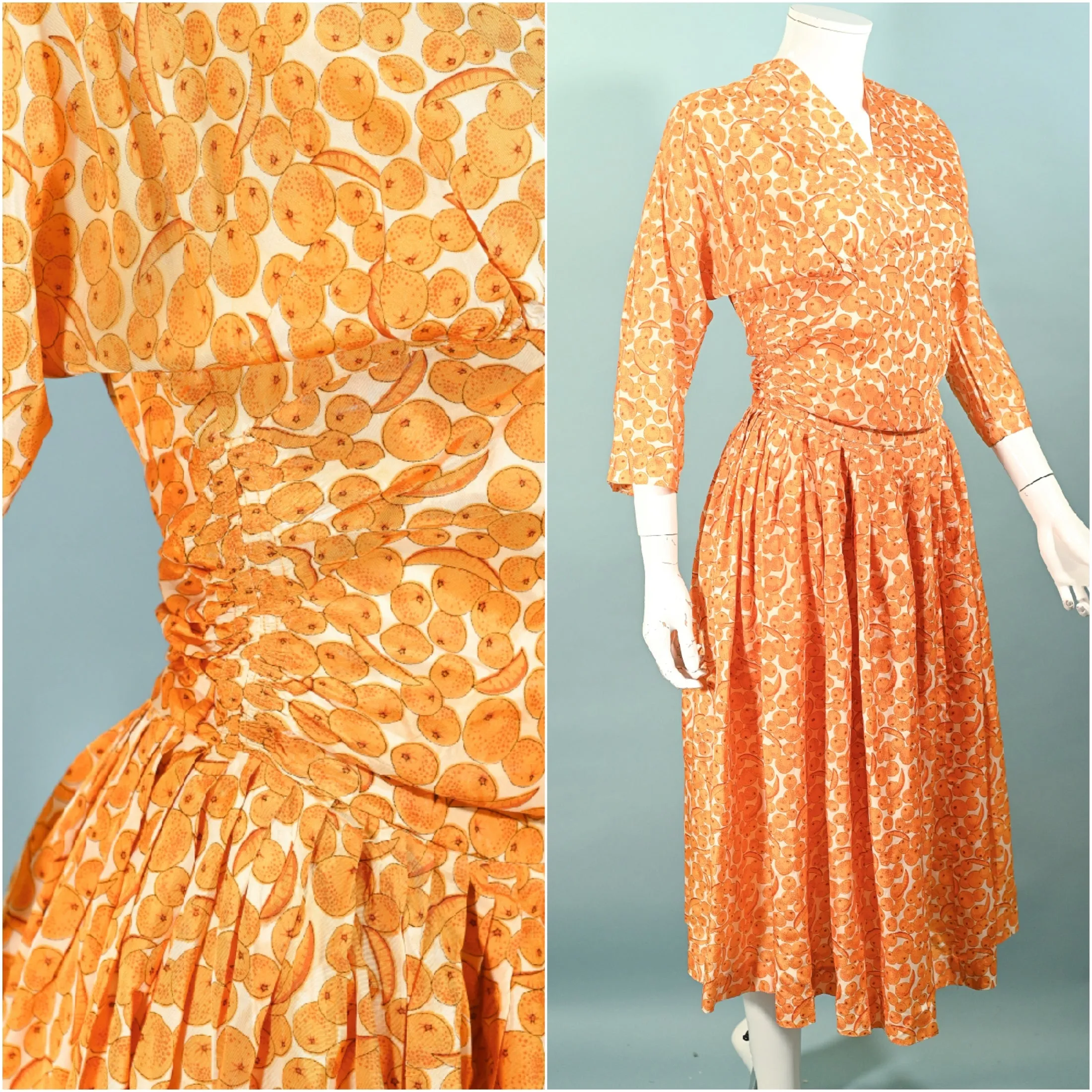 Jonathan Logan 50s Novelty Fruit Print Dress S