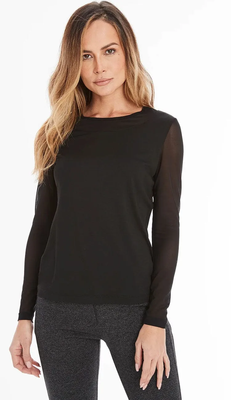 Kim Mesh Sleeve Top - Black