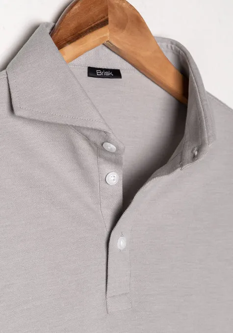 Light Grey Feather Soft Piqué Full Sleeve Polo Shirt