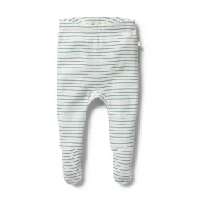 Organic Stripe Rib Footed Legging, Arctic