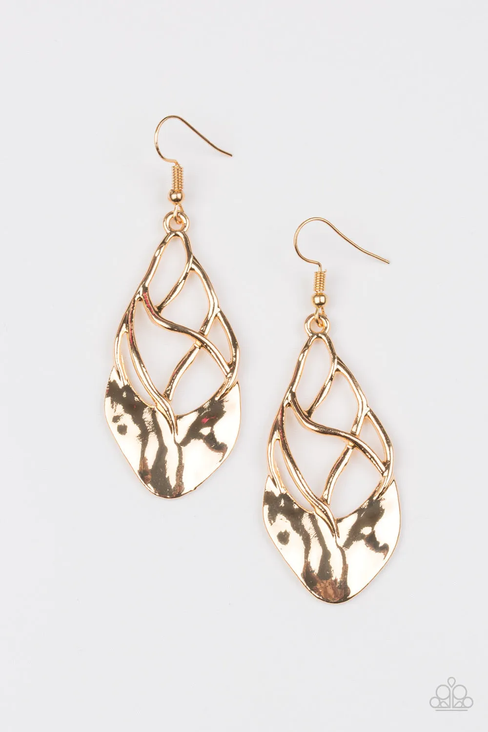 Paparazzi Accessories  - Super Swanky #E12 Peg - Gold Earrings