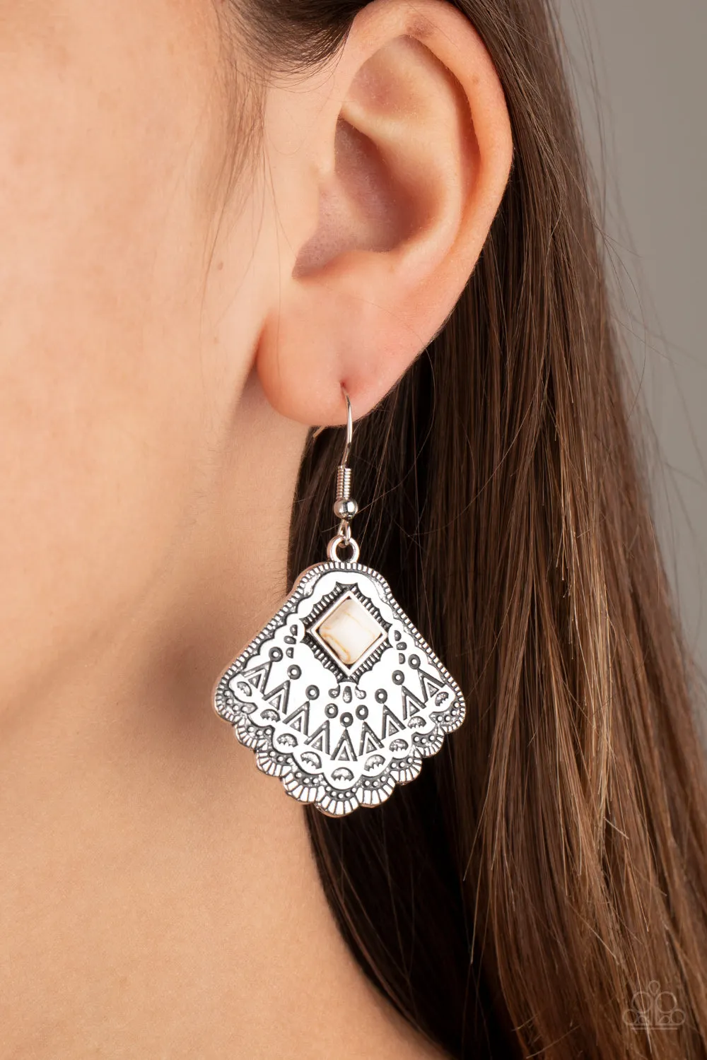 Paparazzi Earring ~ Mountain Mesa - White