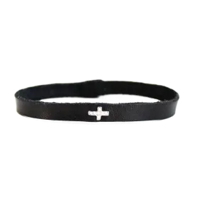 Pave Diamond Cross Leather Bracelet