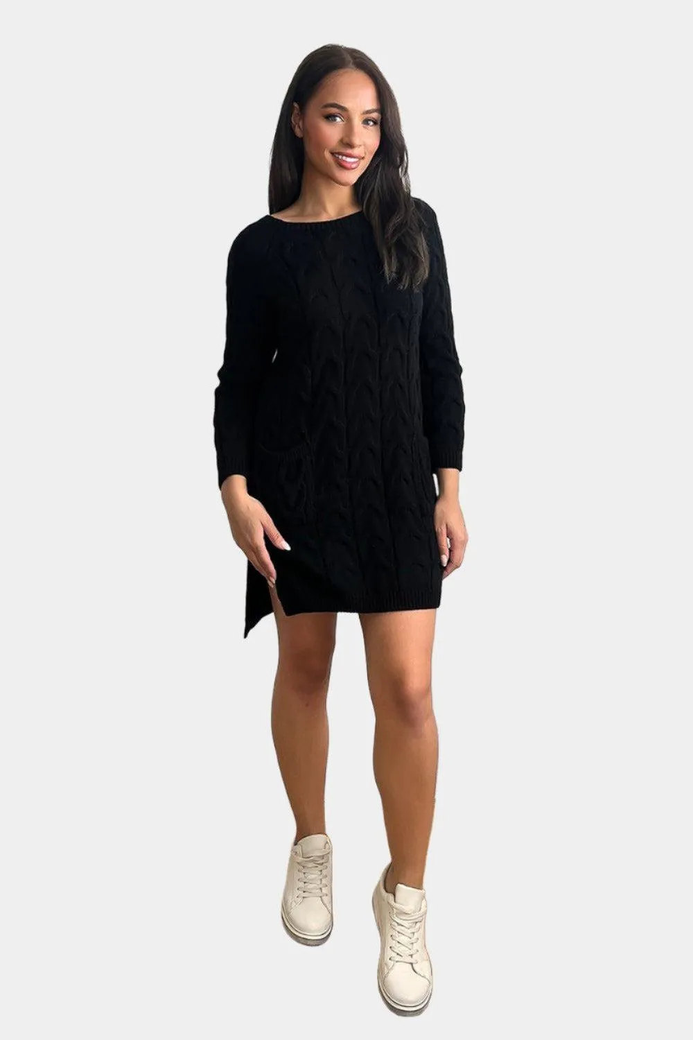 Pockets To Front Large Loop Knitted Dress