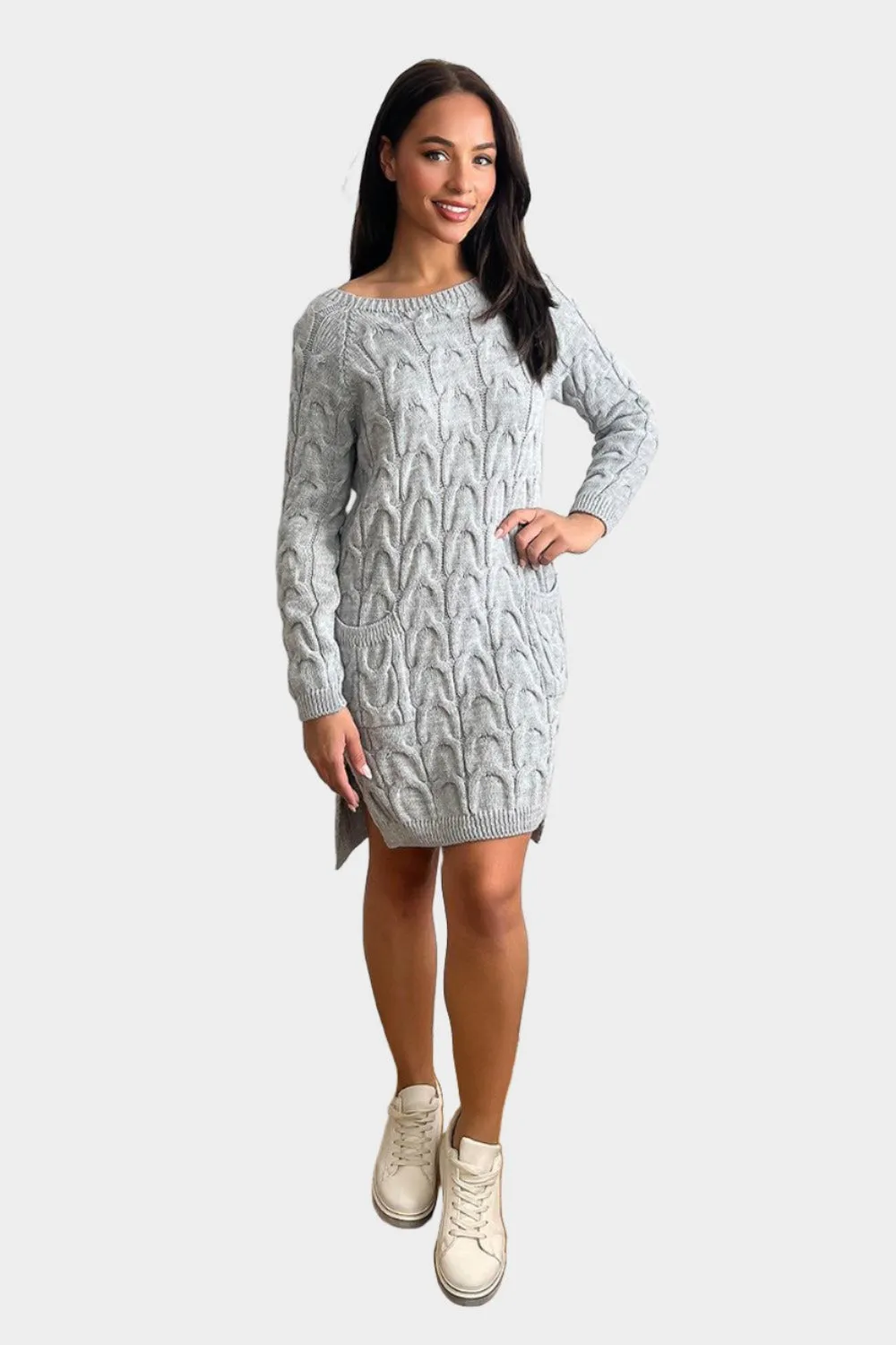 Pockets To Front Large Loop Knitted Dress