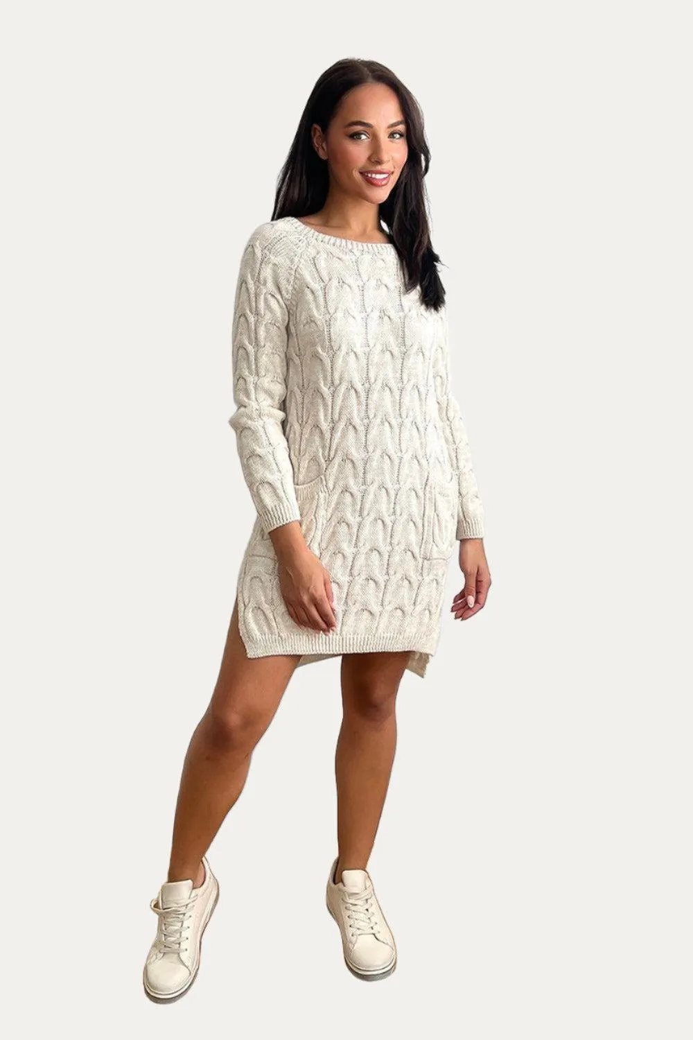 Pockets To Front Large Loop Knitted Dress