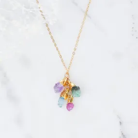 Raw Gemstone Necklace, Personalized Birthstone Necklace, Delicate and Dainty Crystal Jewelry • 24k Dip