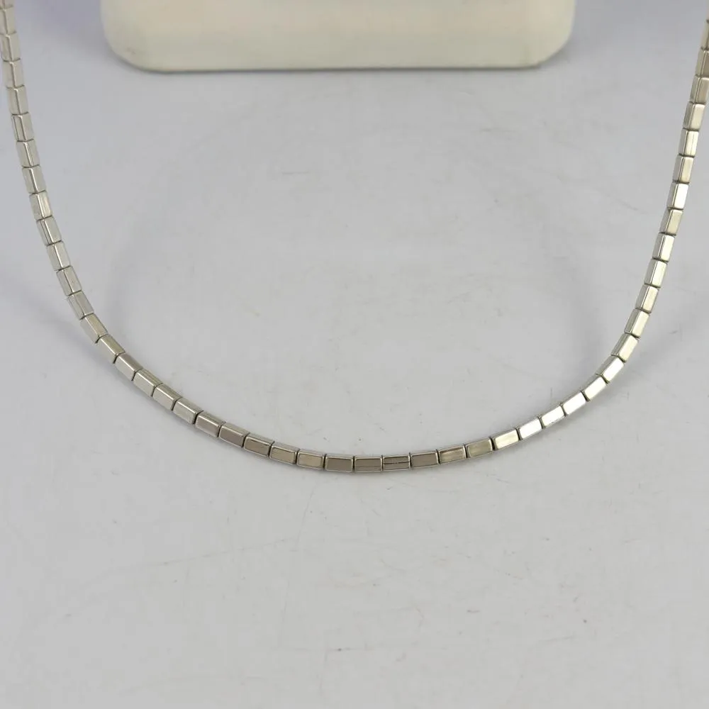 Silver Square Bead Necklace