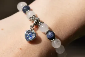 Snow Quartz and Sodalite Healing Bracelet with Cremation Ashes