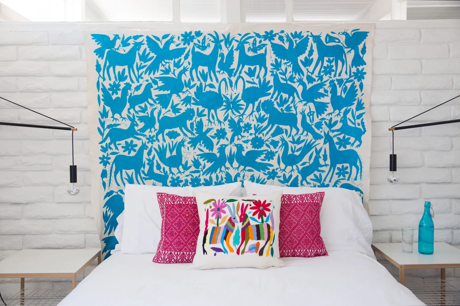 TURQUOISE OTOMI TAPESTRY / TABLECLOTH