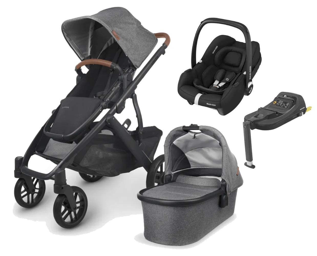 UPPAbaby Vista V2 with Cabriofix i-Size Car Seat and Base - Greyson