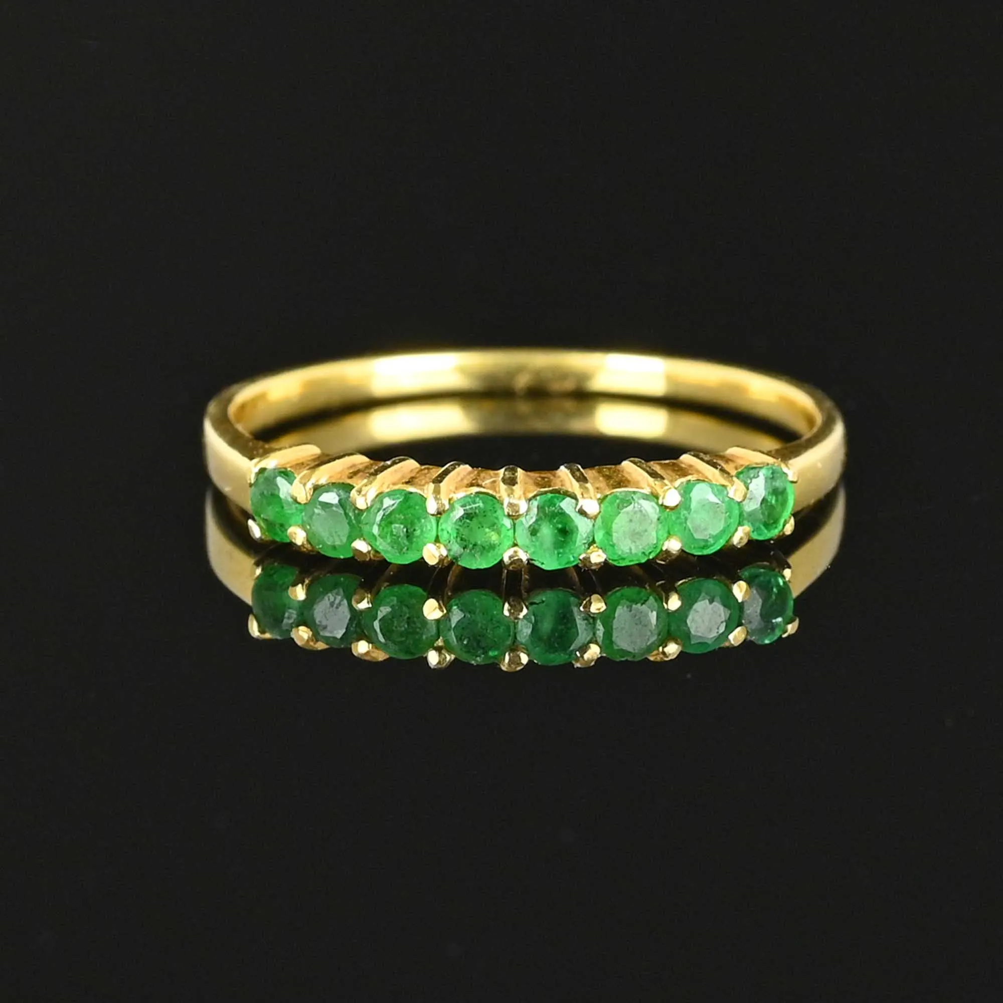 Vintage 14K Gold Emerald Half Eternity Band Ring