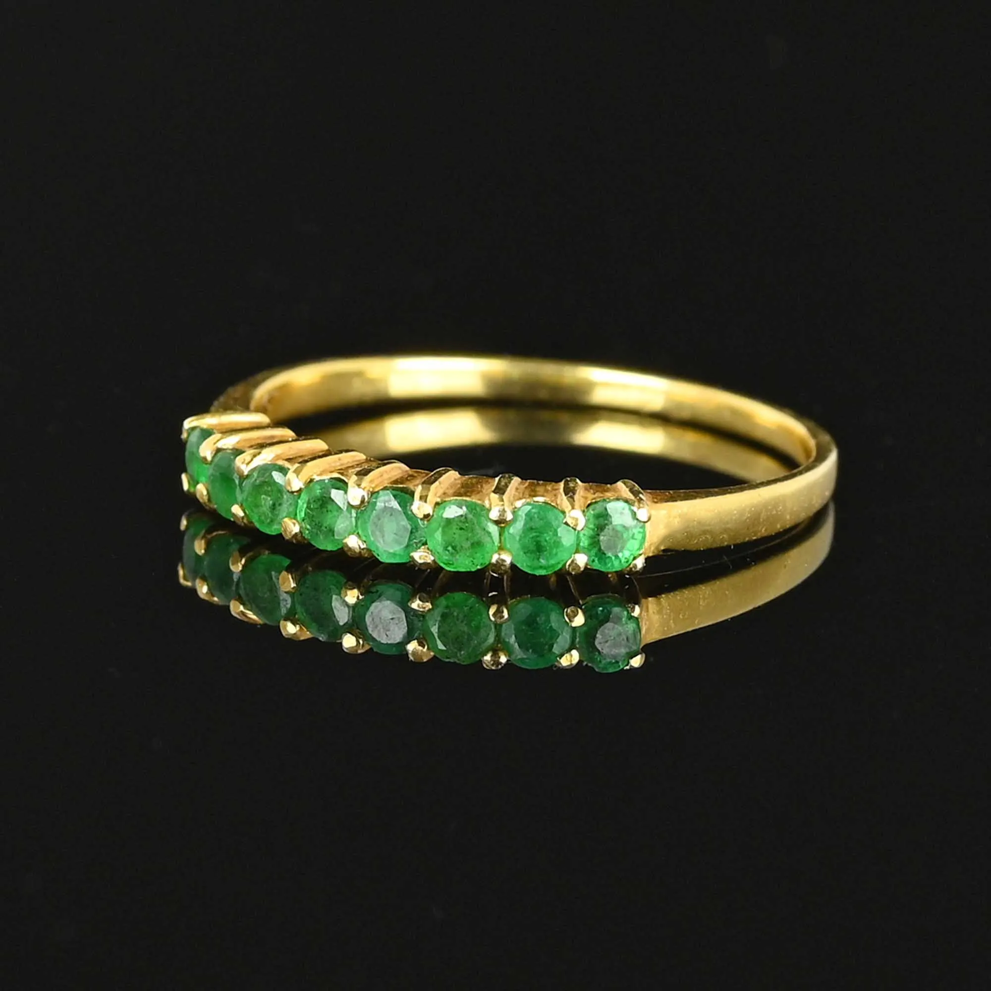 Vintage 14K Gold Emerald Half Eternity Band Ring