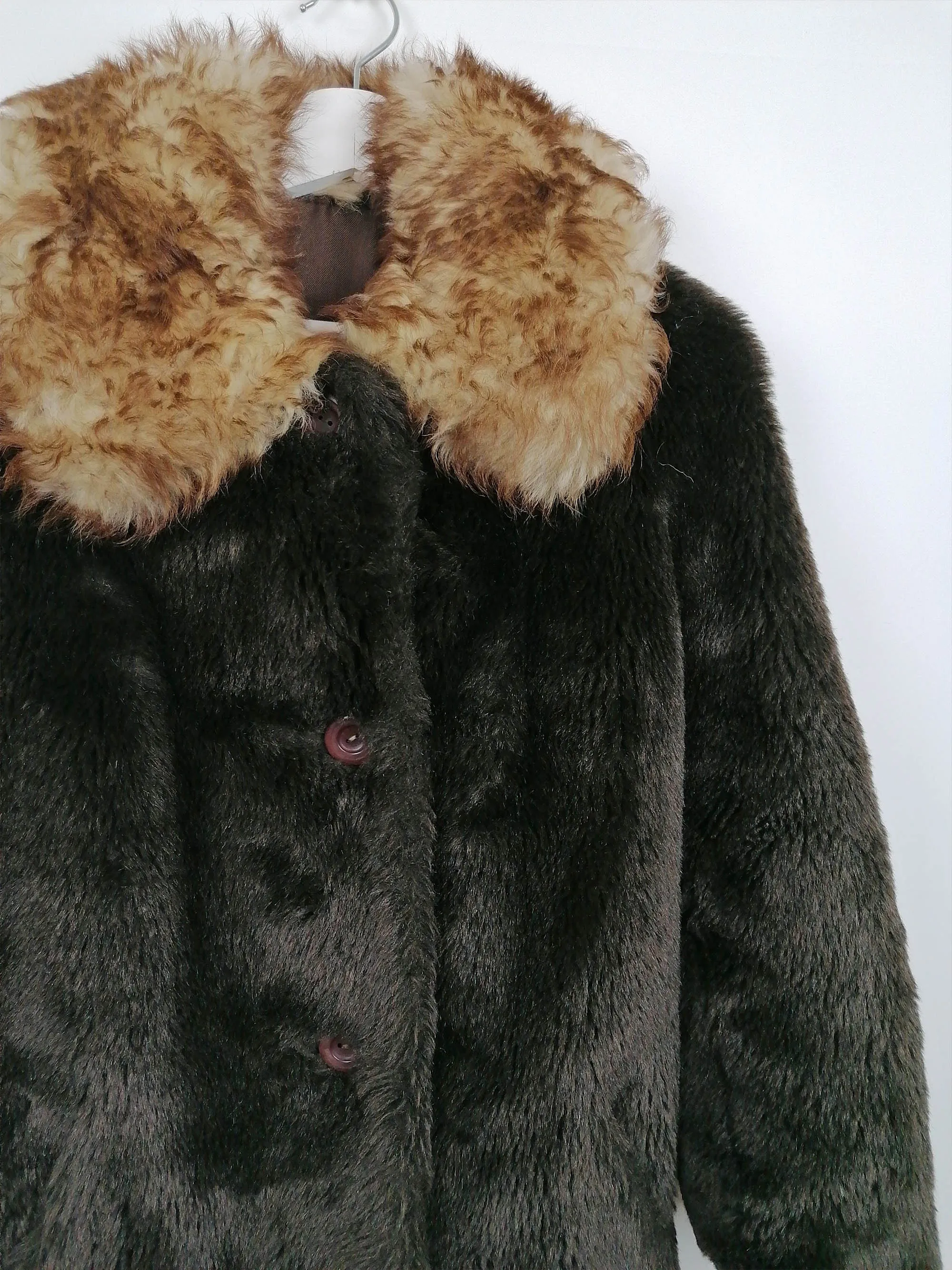 Vintage 80's Faux Fur Long Coat Made in Czechoslovakia- size XS-S