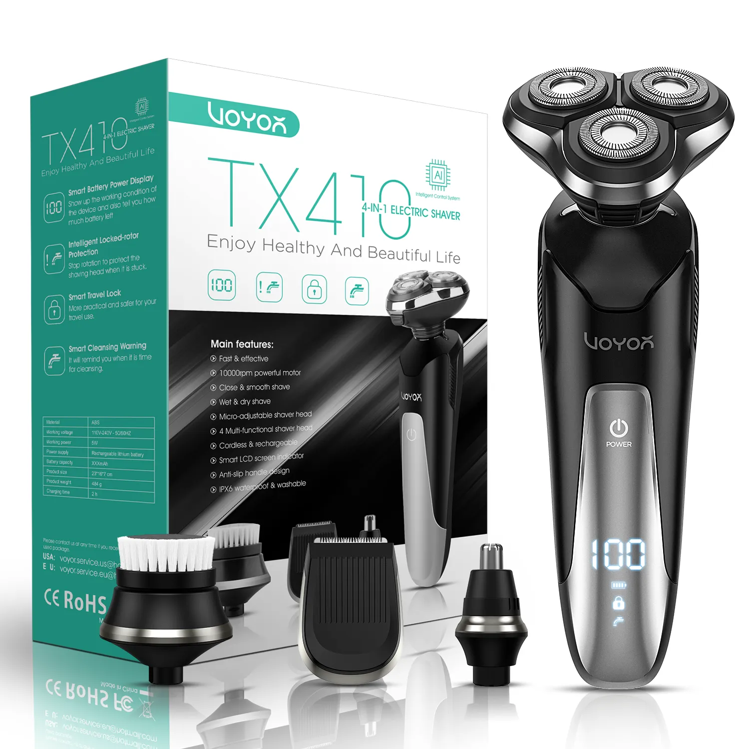 VOYOR Electric Beard Trimmer TX410