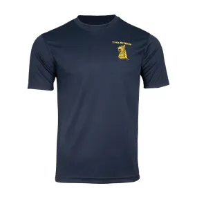 Wicking Navy T-Shirt, Embroidered 77 Bde Badge