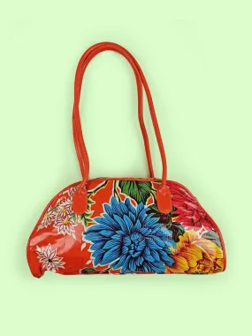 Y2K Small PVC Bag Orange Flowers Print